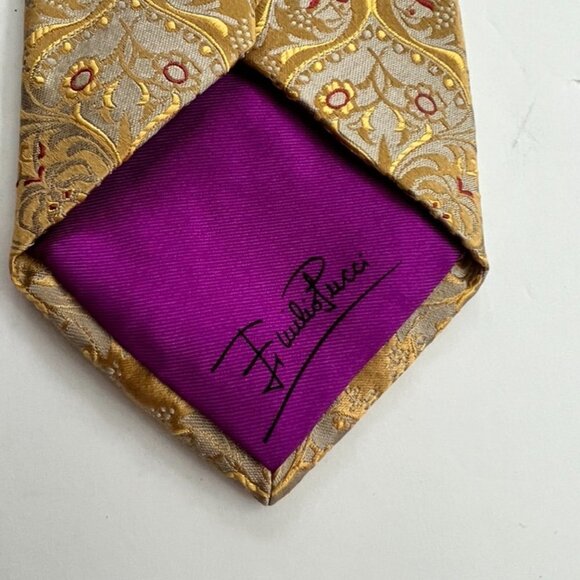 Emilio Pucci mustard silk paisley print tie - Picture 5 of 6